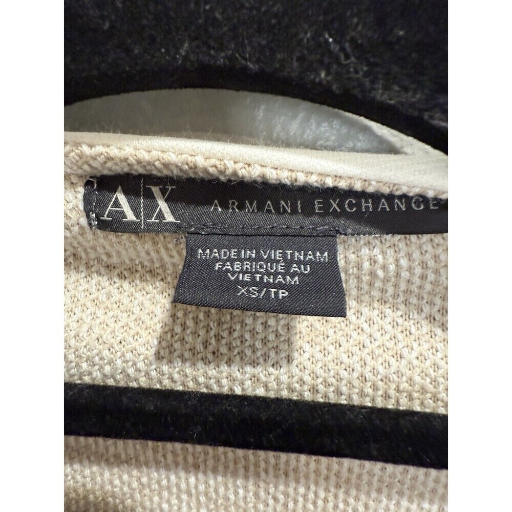 Armani Exchange Size XS Tweed Moto Blazer Fitted Career Zip Beige Neutral - Picture 2 of 6